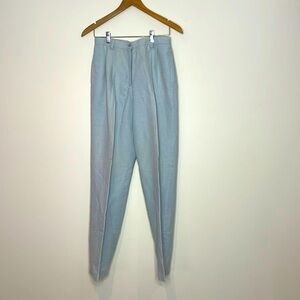 100% Linen Light Blue Pleated Trousers